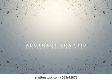 Geometric graphic background molecule and communication. Big data complex with compounds. Lines plexus, minimal array. Digital data visualization. Scientific cybernetic vector illustration