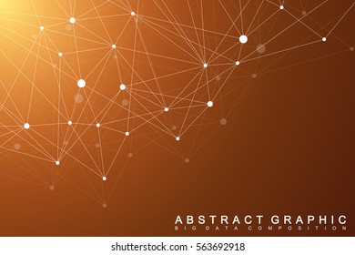Geometric graphic background molecule and communication. Big data complex with compounds. Lines plexus, minimal array. Digital data visualization. Scientific cybernetic vector illustration