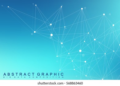 Geometric graphic background molecule and communication. Big data complex with compounds. Lines plexus, minimal array. Digital data visualization. Scientific cybernetic vector illustration