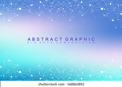Geometric graphic background molecule and communication. Big data complex with compounds. Lines plexus, minimal array. Digital data visualization. Scientific cybernetic vector illustration