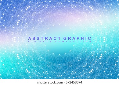Geometric graphic background molecule and communication. Big data complex with compounds. Lines plexus, minimal array. Digital data visualization. Scientific cybernetic vector illustration