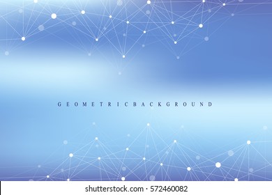 Geometric graphic background molecule and communication. Big data complex with compounds. Lines plexus, minimal array. Digital data visualization. Scientific cybernetic vector illustration