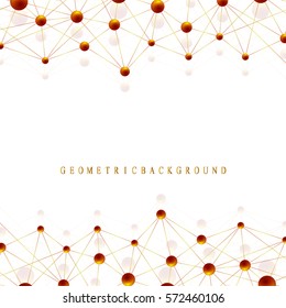 Geometric graphic background molecule and communication. Big data complex with golden compounds. Lines plexus, minimal array. Digital data visualization. Scientific cybernetic vector illustration