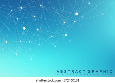 Geometric graphic background molecule and communication. Big data complex with compounds. Lines plexus, minimal array. Digital data visualization. Scientific cybernetic vector illustration