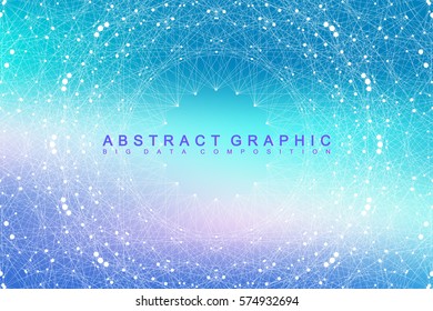 Geometric graphic background molecule and communication. Big data complex with compounds. Lines plexus, minimal array. Digital data visualization. Scientific cybernetic vector illustration