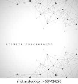 Geometric graphic background molecule and communication. Big data complex with compounds. Perspective backdrop. Minimal array. Digital data visualization. Scientific cybernetic vector illustration