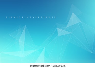 Geometric graphic background molecule and communication. Big data complex with compounds. Lines plexus, minimal array. Digital data visualization. Scientific cybernetic vector illustration