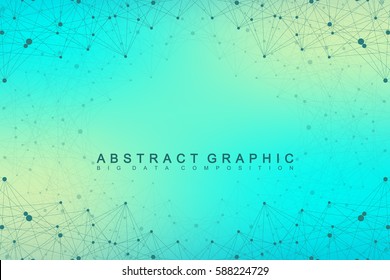 Geometric graphic background molecule and communication. Big data complex with compounds. Lines plexus, minimal array. Digital data visualization. Scientific cybernetic vector illustration