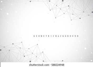 Geometric graphic background molecule and communication. Big data complex with compounds. Lines plexus, minimal array. Digital data visualization. Scientific cybernetic vector illustration
