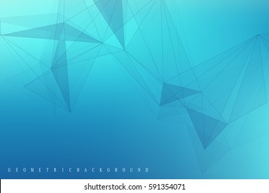 Geometric graphic background molecule and communication. Big data complex with compounds. Perspective backdrop. Minimal array. Digital data visualization. Scientific cybernetic vector illustration