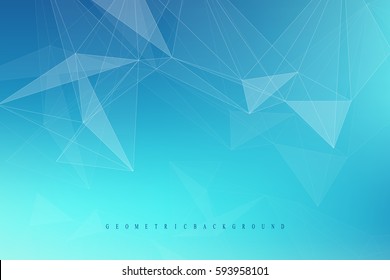 Geometric graphic background molecule and communication. Big data complex with compounds. Perspective backdrop. Minimal array. Digital data visualization. Scientific cybernetic vector illustration