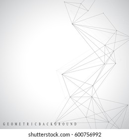 Geometric graphic background molecule and communication. Big data complex with compounds. Perspective backdrop. Minimal array. Digital data visualization. Scientific cybernetic vector illustration