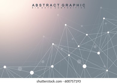 Geometric graphic background molecule and communication. Big data complex with compounds. Perspective backdrop. Minimal array. Digital data visualization. Scientific cybernetic vector illustration