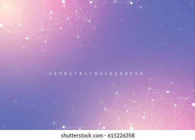 Geometric graphic background molecule and communication. Big data complex with compounds. Perspective backdrop. Minimal array. Digital data visualization. Scientific cybernetic vector illustration