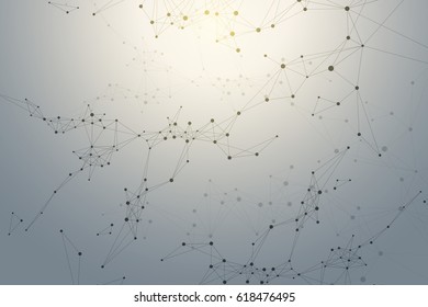 Geometric graphic background molecule and communication. Big data complex with compounds. Minimalist vector backdrop. Digital data visualization. Scientific cybernetic illustration