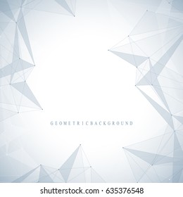 Geometric graphic background molecule and communication. Big data complex with compounds. Perspective backdrop. Minimal array. Digital data visualization. Scientific cybernetic vector illustration