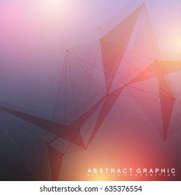 Geometric graphic background molecule and communication. Big data complex with compounds. Perspective backdrop. Minimal array. Digital data visualization. Scientific cybernetic vector illustration