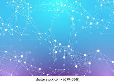 Geometric graphic background molecule and communication. Big data complex with compounds. Perspective backdrop. Minimal array. Digital data visualization. Scientific cybernetic vector illustration
