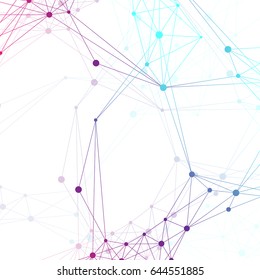 Geometric graphic background molecule and communication. Big data complex with compounds. Lines plexus, minimal array. Digital data visualization. Scientific cybernetic vector illustration