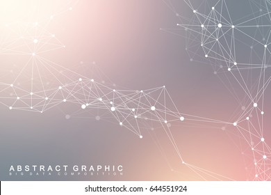 Geometric graphic background molecule and communication. Big data complex with compounds. Lines plexus, minimal array. Digital data visualization. Scientific cybernetic vector illustration