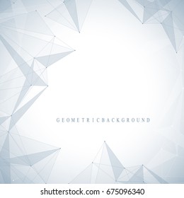 Geometric graphic background molecule and communication. Big data complex with compounds. Perspective backdrop. Minimal array. Digital data visualization. Scientific cybernetic vector illustration