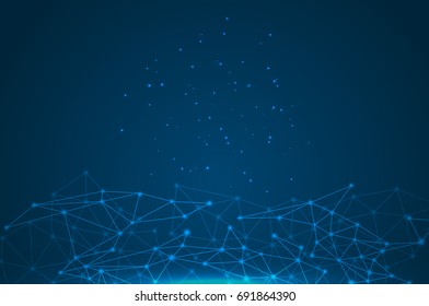 Geometric graphic background molecule and communication. Big data complex with compounds. Lines plexus, minimal array. Digital data visualization. Scientific cybernetic illustration