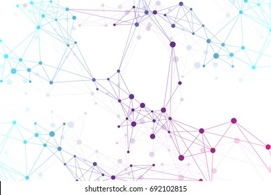 Geometric graphic background molecule and communication. Big data complex with compounds. Perspective backdrop. Minimal array. Digital data visualization. Scientific cybernetic vector illustration