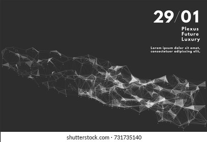 Geometric graphic background molecule and communication. Big data complex with compounds. Lines plexus, minimal array. Digital data visualization. Scientific cybernetic illustration.