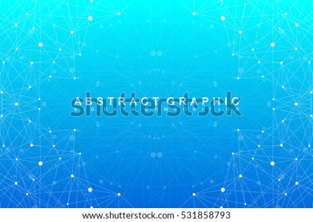 Geometric graphic background molecule and communication. Big data complex with compounds. Perspective backdrop. Minimal array Big data. Digital data visualization. Scientific vector illustration