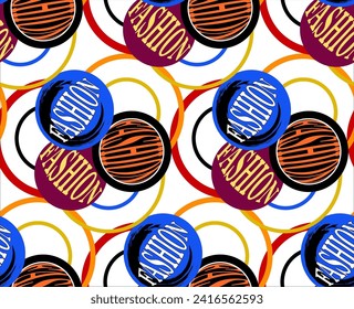 geometric graphic color line round brush fashion slogan pattern background texture abstract art design