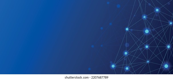 Geometric graphic connection vector background. Lines dots vector illustration. Futuristic digital network concept. Tech blue background with dots of light