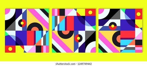 Geometric graphic design covers. Cool abstract shape compositions