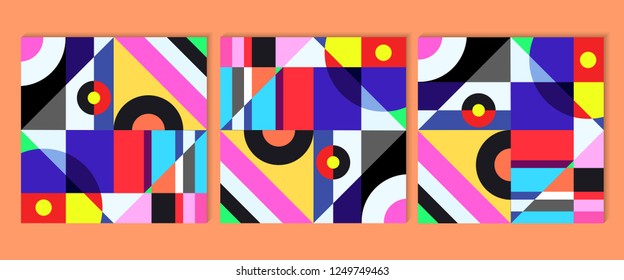 Geometric graphic design covers. Cool abstract shape compositions
