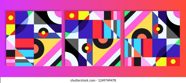 Geometric graphic design covers. Cool abstract shape compositions