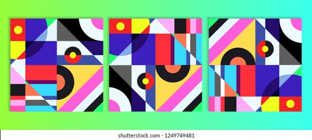 Geometric graphic design covers. Cool abstract shape compositions