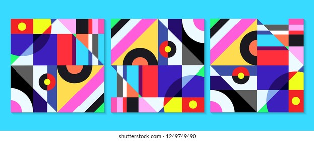 Geometric graphic design covers. Cool abstract shape compositions