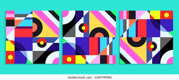Geometric graphic design covers. Cool abstract shape compositions