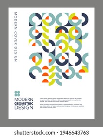 Plantilla de diseño gráfico geométrico. Estilo Retro Bauhaus para portadas, medios sociales, afiches, marketing. Ilustración vectorial Eps10
