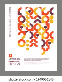 Geometric graphic design template. Retro Bauhaus style for covers, social media, posters, marketing. Eps10 vector illustration