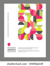 Geometric graphic design template. Retro Bauhaus style for covers, social media, posters, marketing. Eps10 vector illustration