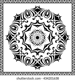 Geometric, graphic mandalas. circular pattern in the frame. Tattoo. Template. Design. Ornament. Antiques, Vintage.