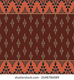 Geometric graphic patterns inspired by tribal patterns, “native” patterns, distinctive features and uniqueness of the Native American peoples such as the Navajo or Aztecs. Diamond shapes, black, navy 