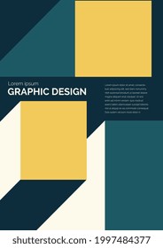 Plantilla de afiches geométricos y gráficos. Resumen de formas de volumen de las ilustraciones. Ilustración de arte para afiches, imprimir.