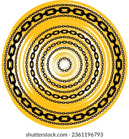 geometric graphic textile fashion art print and black chain yellow line round pattern background texture abstract design