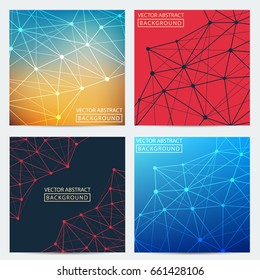 Geometric graphic. Vector background of triangles, for your business ideas. Minimalism chaotic illustration background. Concept of the science, chemistry, biology, medicine, technology.