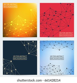 Geometric graphic. Vector background of triangles, for your business ideas. Minimalism chaotic illustration background. Concept of the science, chemistry, biology, medicine, technology.