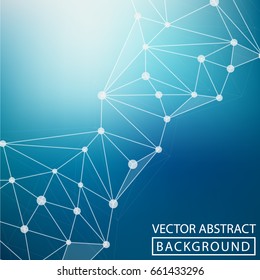 Geometric graphic. Vector background of triangles, for your business ideas. Minimalism chaotic illustration background. Concept of the science, chemistry, biology, medicine, technology.