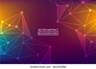 Geometric graphic. Vector background of triangles, for your business ideas. Minimalism chaotic illustration background. Concept of the science, chemistry, biology, medicine, technology.