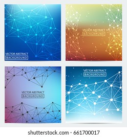 Geometric graphic. Vector background of triangles, for your business ideas. Minimalism chaotic illustration background. Concept of the science, chemistry, biology, medicine, technology.