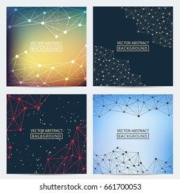 Geometric graphic. Vector background of triangles, for your business ideas. Minimalism chaotic illustration background. Concept of the science, chemistry, biology, medicine, technology.
